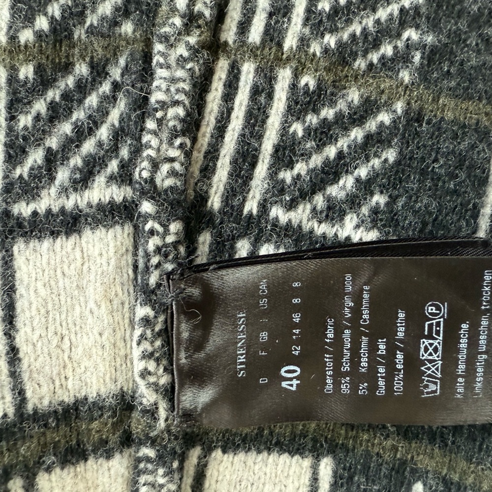 STRENESSE Black and White and olive and grey Checkered sweater coat - Picture 11 of 13